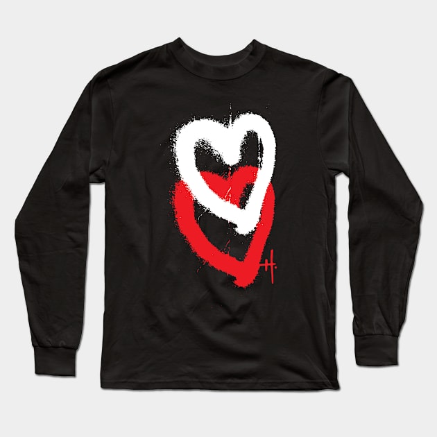 Hydrus Graffiti Double Hearts Long Sleeve T-Shirt by Hydrus